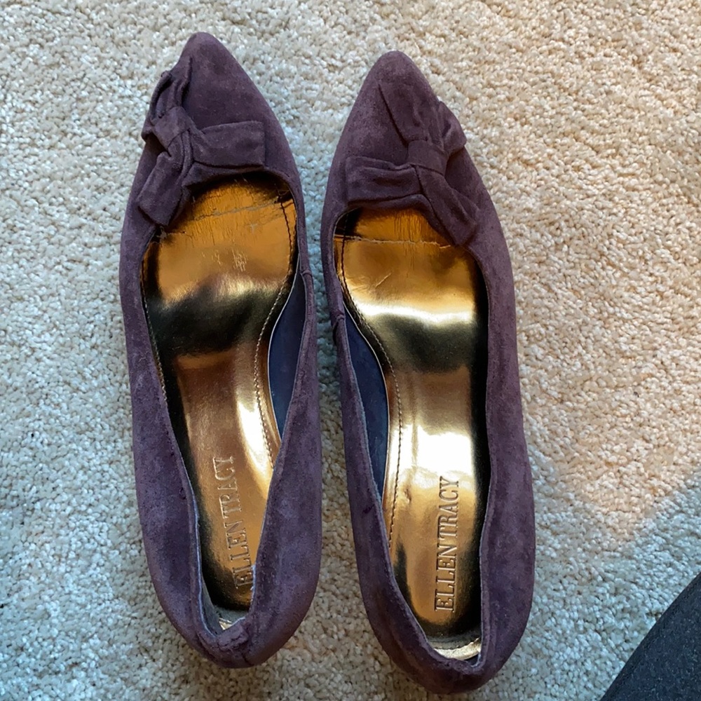 Purple suede pumps